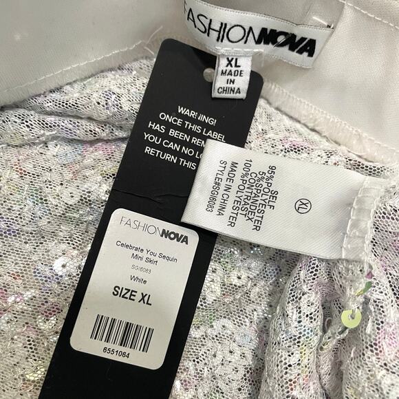 Fashion Nova XL multi color holographic sequin mini skirt SK 2864 - Picture 4 of 9